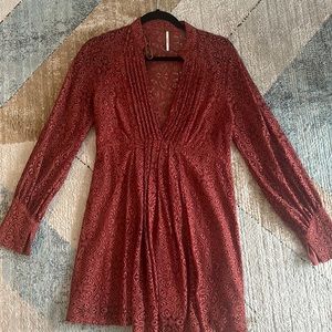 Free People Long-sleeve Lace Dress, size 4